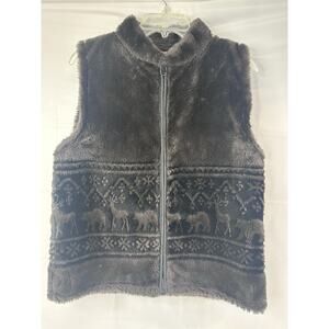 Vintage Bear Ridge Women Medium Faux Fur Brown Vest Deer Mountain Made in U.S.A